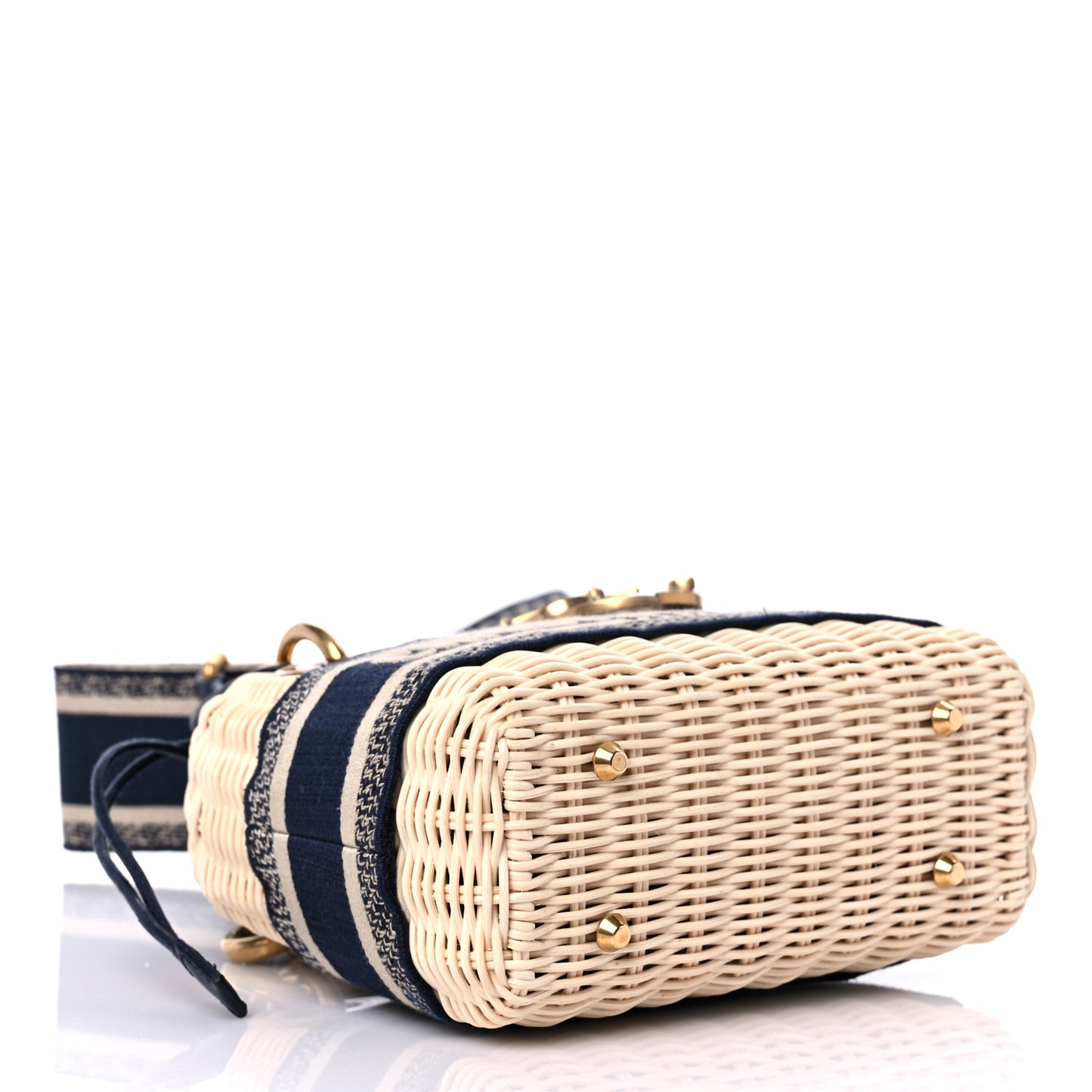 Wicker Oblique Mini Lady Dior Bag Blue