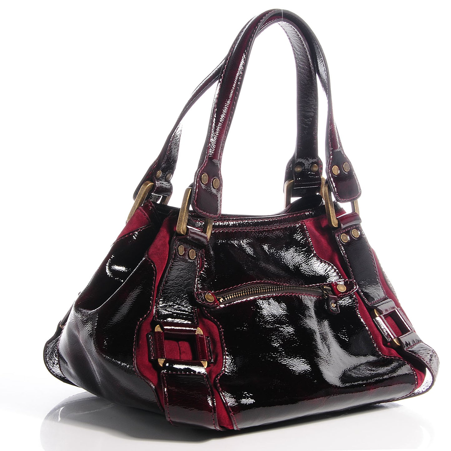 Liquid Patent Leather and Suede Mahala Plum