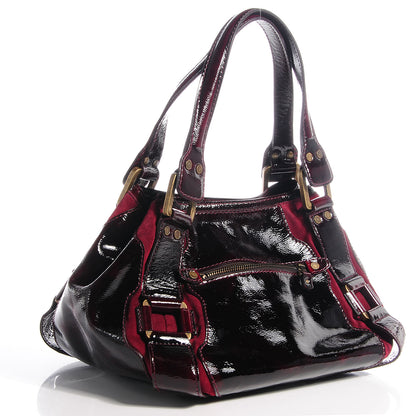 Jimmy Choo Liquid Patent Leather and Suede Mahala Plum 3 of 7
