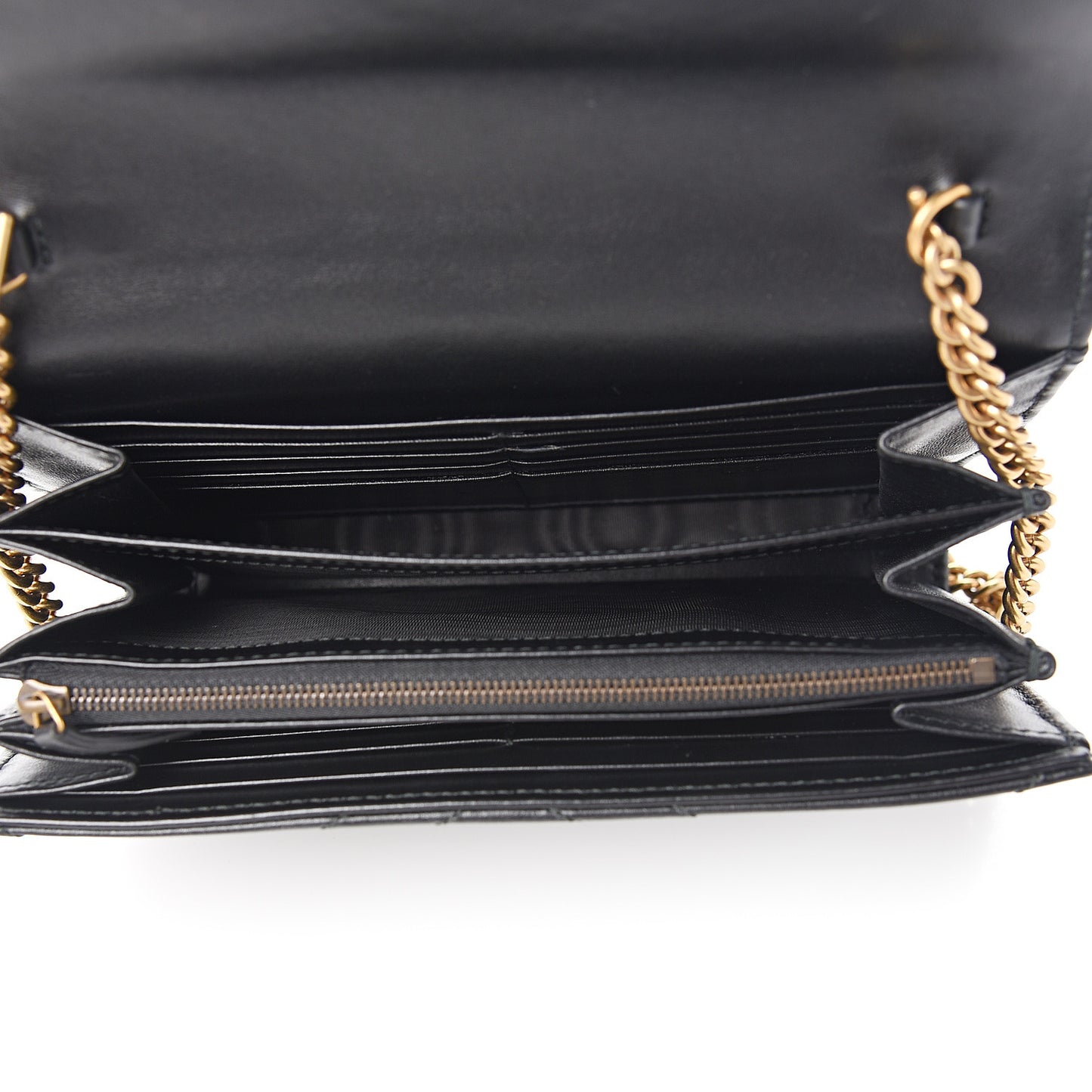 Calfskin Matelasse GG Marmont Chain Wallet Black