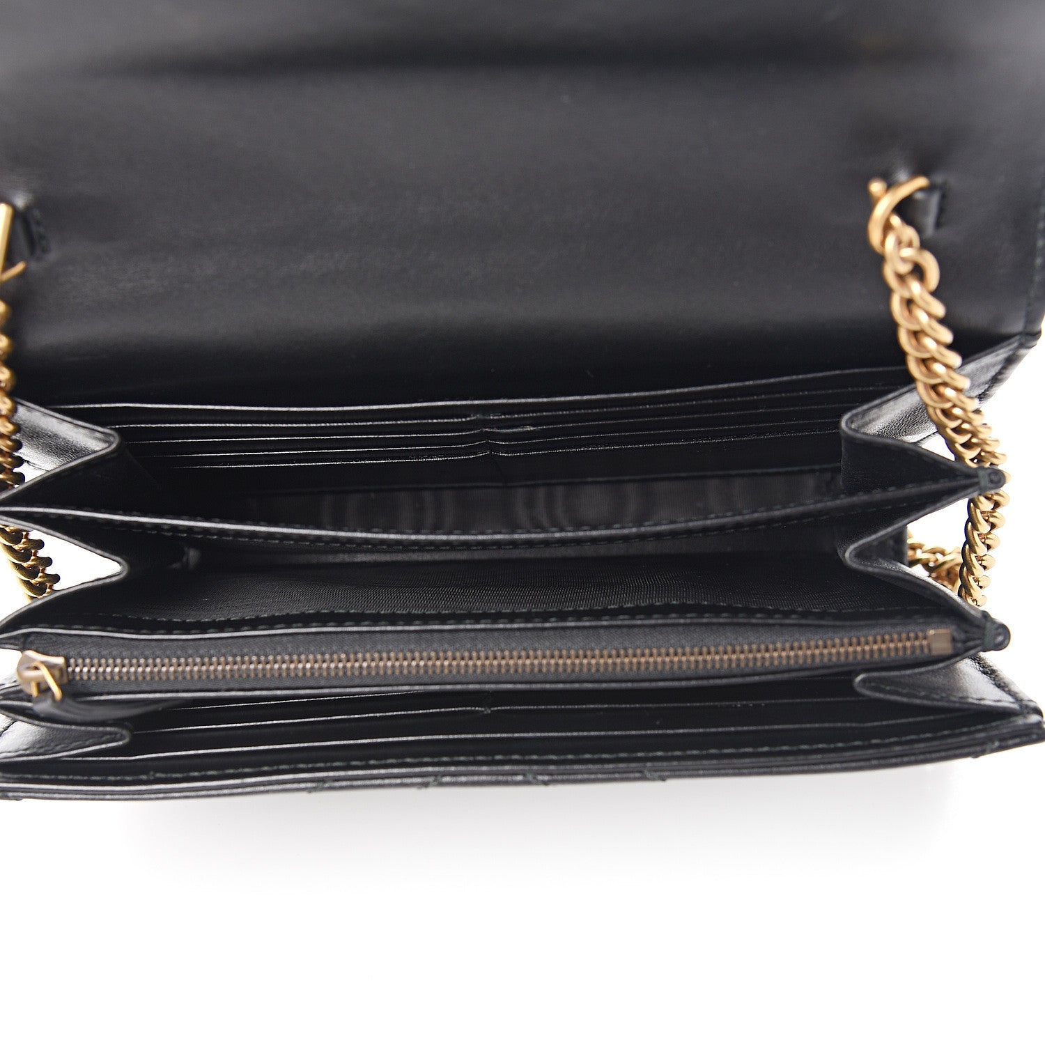 Gucci Calfskin Matelasse GG Marmont Chain Wallet Black 4 of 9