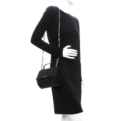 Givenchy Calfskin Suede Mini Studded Chevron Pandora Box Crossbody Bag Black 2 of 7