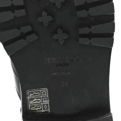 Jimmy Choo Calfskin Crystal Embellished Cora Flat Combat Boots Black 41 6 of 7