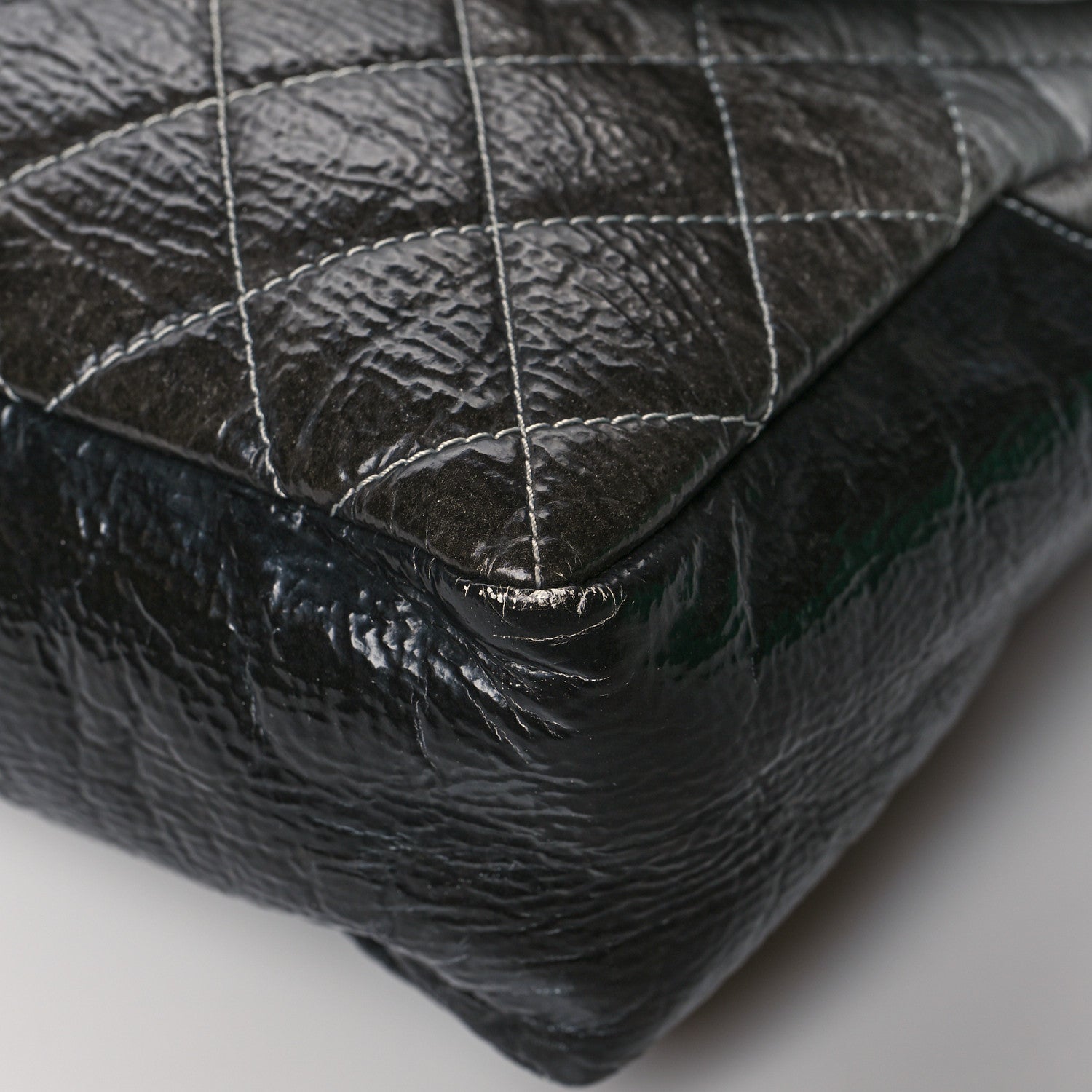 Chanel Vinyl Quilted Jumbo Melrose Degrade Flap Black 12 of 12