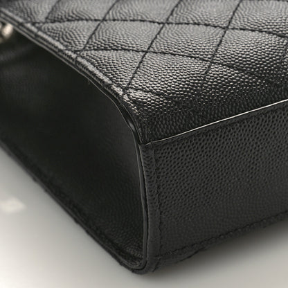Saint Laurent Grain De Poudre Textured Mixed Matelasse Triquilt Medium Monogram Satchel Black 7 of 8