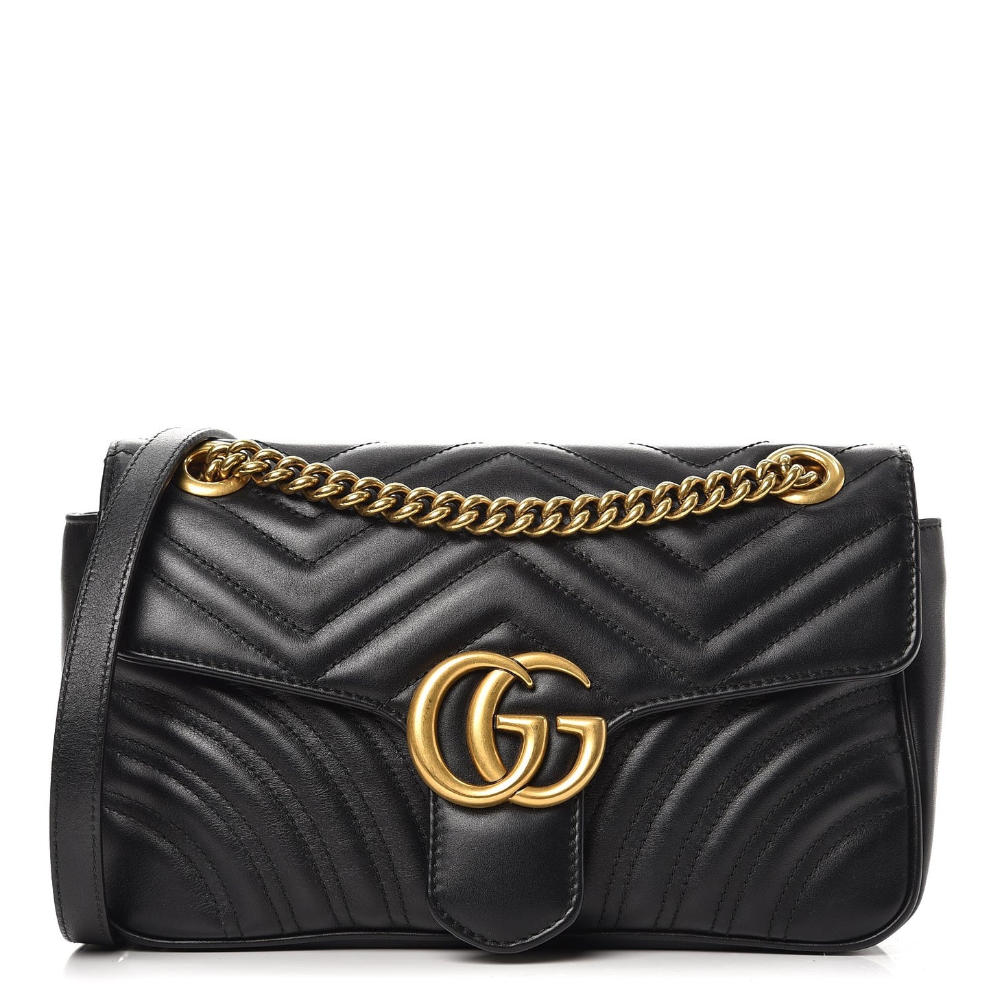 Calfskin Matelasse Small GG Marmont Shoulder Bag Black