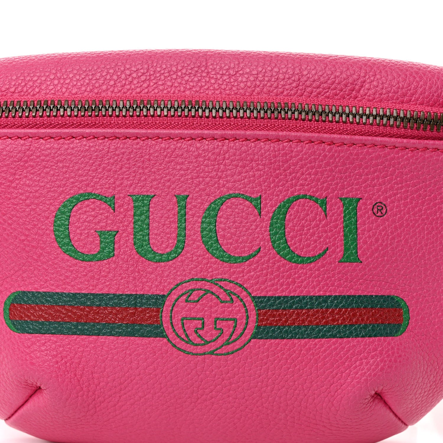 Gucci Grained Calfskin Small Logo Belt Bag Box Pink Green 8 of 10