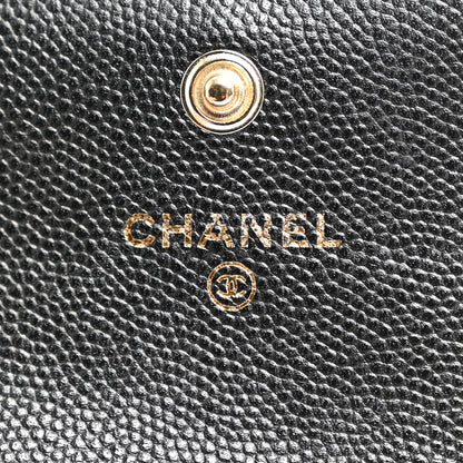 Chanel Caviar Quilted Textured CC Flap Card Holder Black 6 of 9