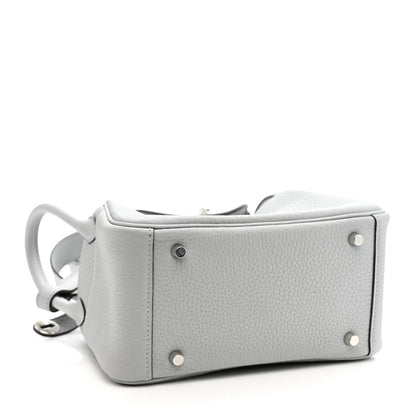 Hermes Taurillon Clemence Mini Lindy 20 Bleu Pale 4 of 11