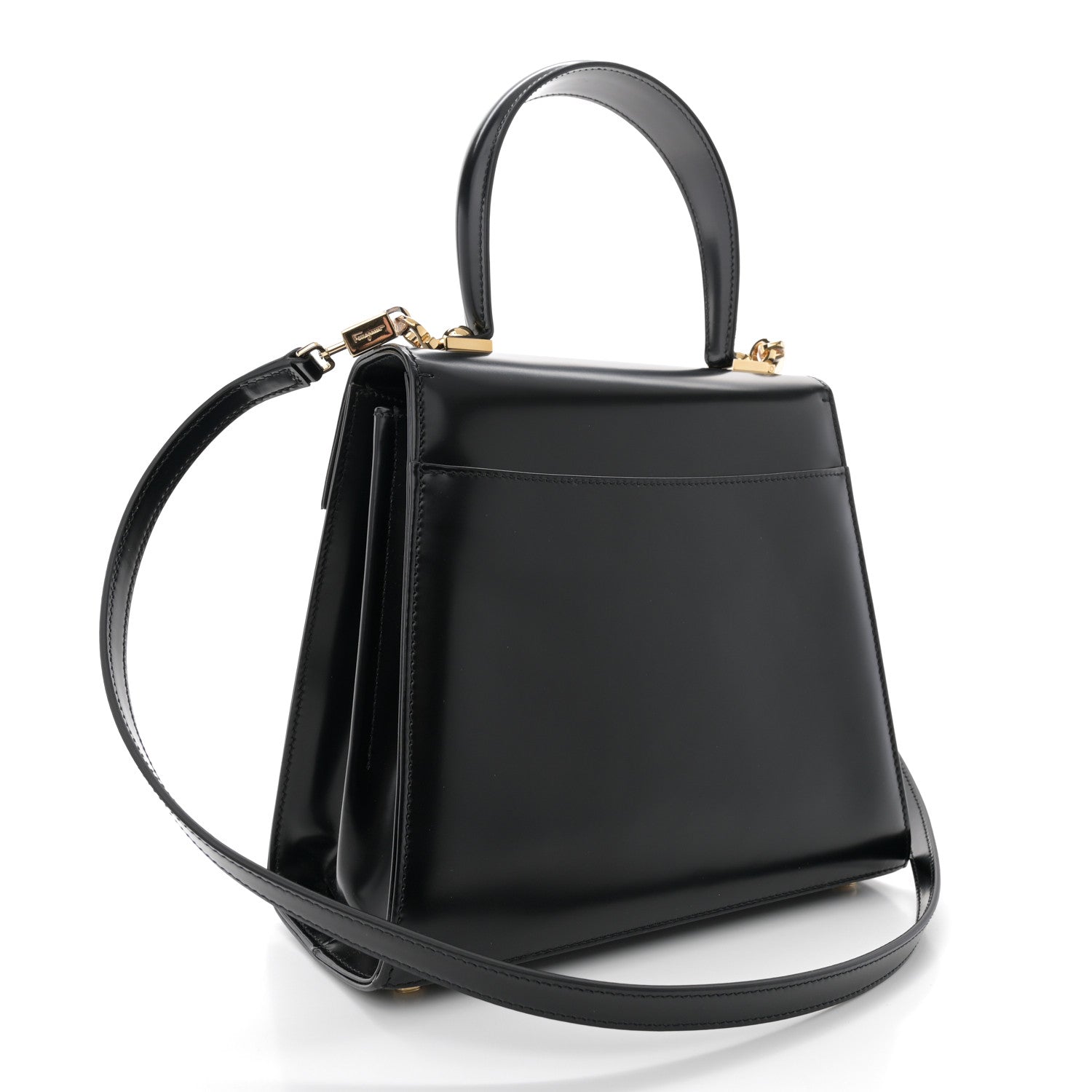 Salvatore Ferragamo Brushed Off Calfskin Medium Iconic Top Handle Black 3 of 12