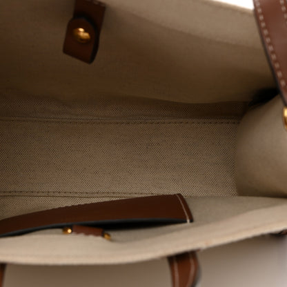 Burberry Smooth Calfskin Canvas Horseferry Print Mini Towner Bag Natural Tan 5 of 11