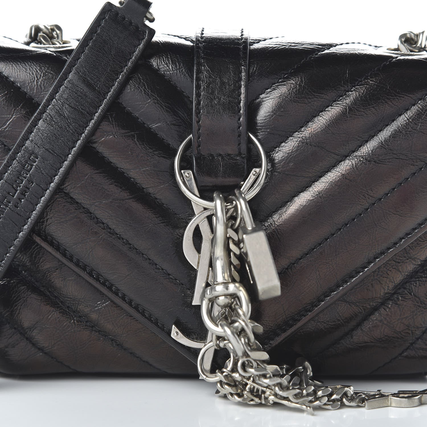 Saint Laurent Calfskin Matelasse Monogram Classic Baby Punk Chain Bag Black 11 of 12