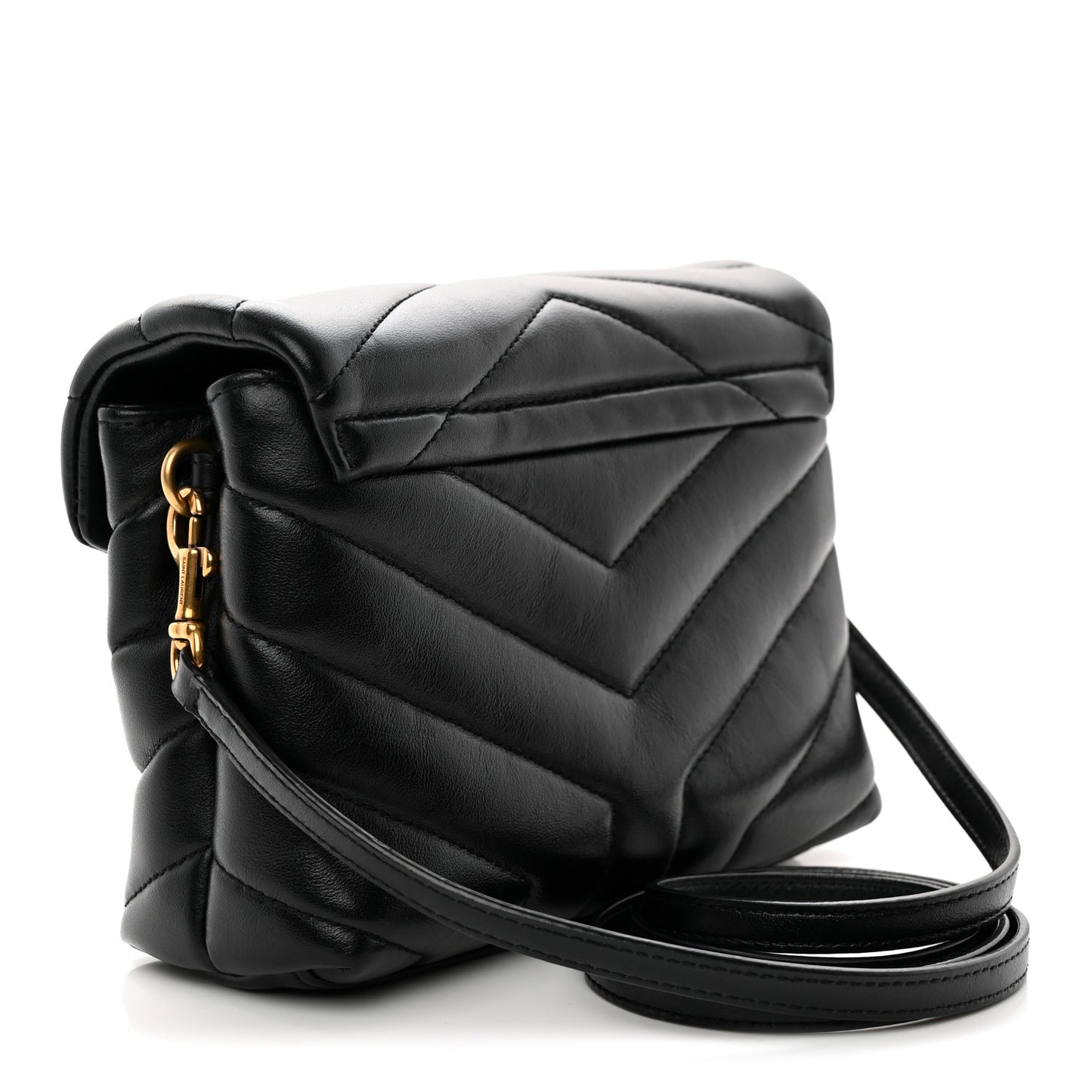 Calfskin Y Quilted Monogram Toy Loulou Crossbody Bag Black