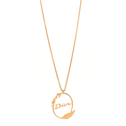 Christian Dior Circle Pendant Long Necklace Gold 1 of 5