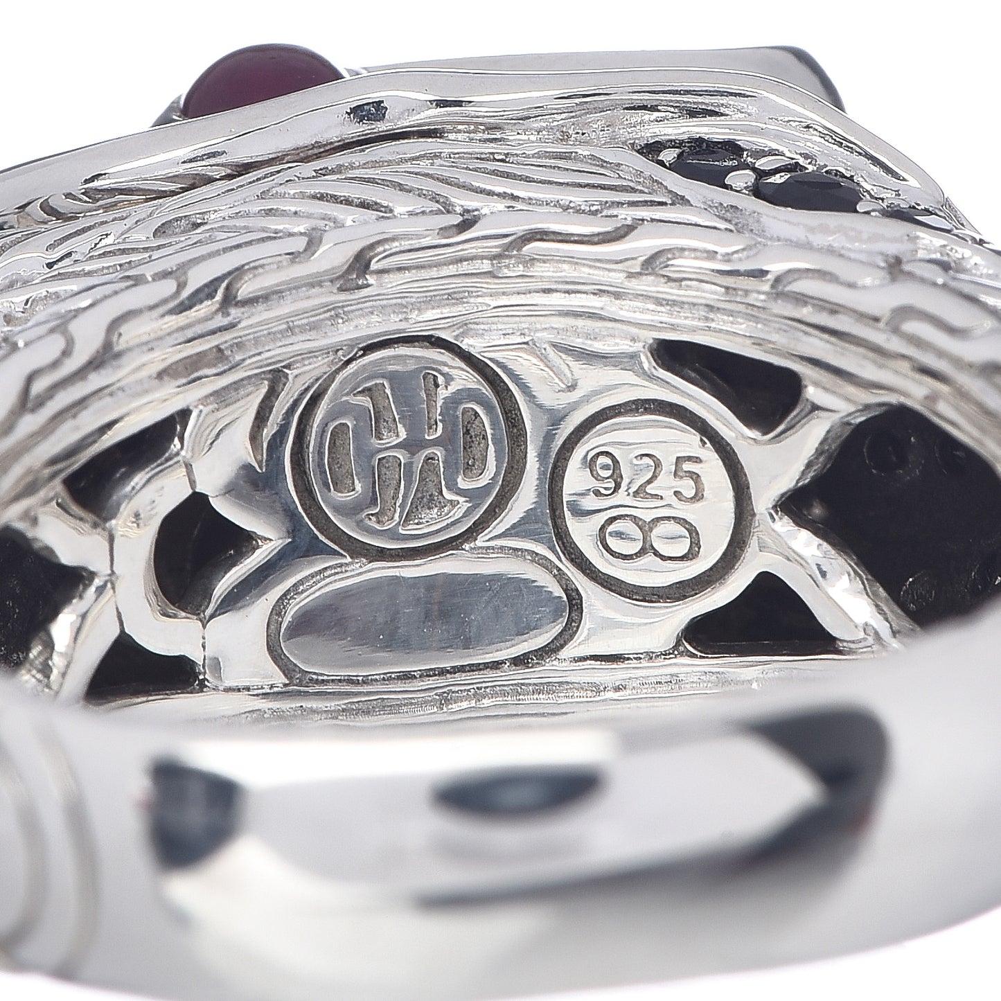 Sterling Silver Black Sapphire Ruby Naga Dragon Ring 63 10.25