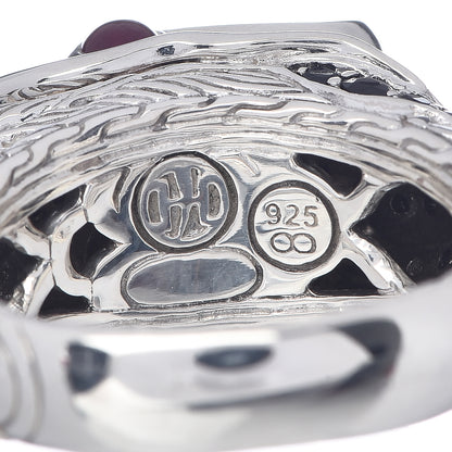 John Hardy Sterling Silver Black Sapphire Ruby Naga Dragon Ring 63 10.25 6 of 7