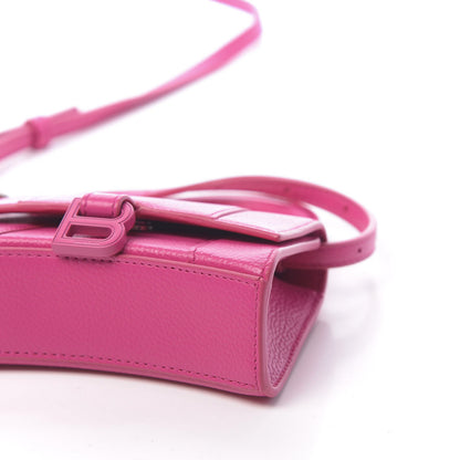Balenciaga Grained Calfskin Tonal B Hourglass Top Handle Bag Mini Fuchsia 8 of 11