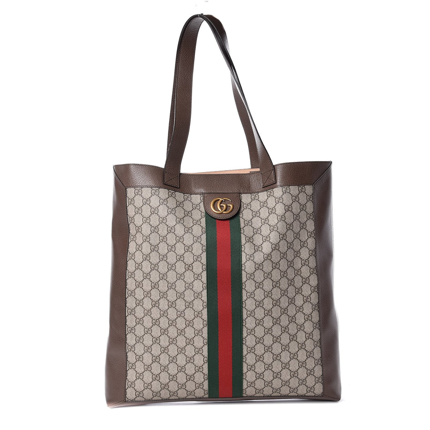 GG Supreme Monogram Web Large Ophidia Vertical Shopping Tote Brown