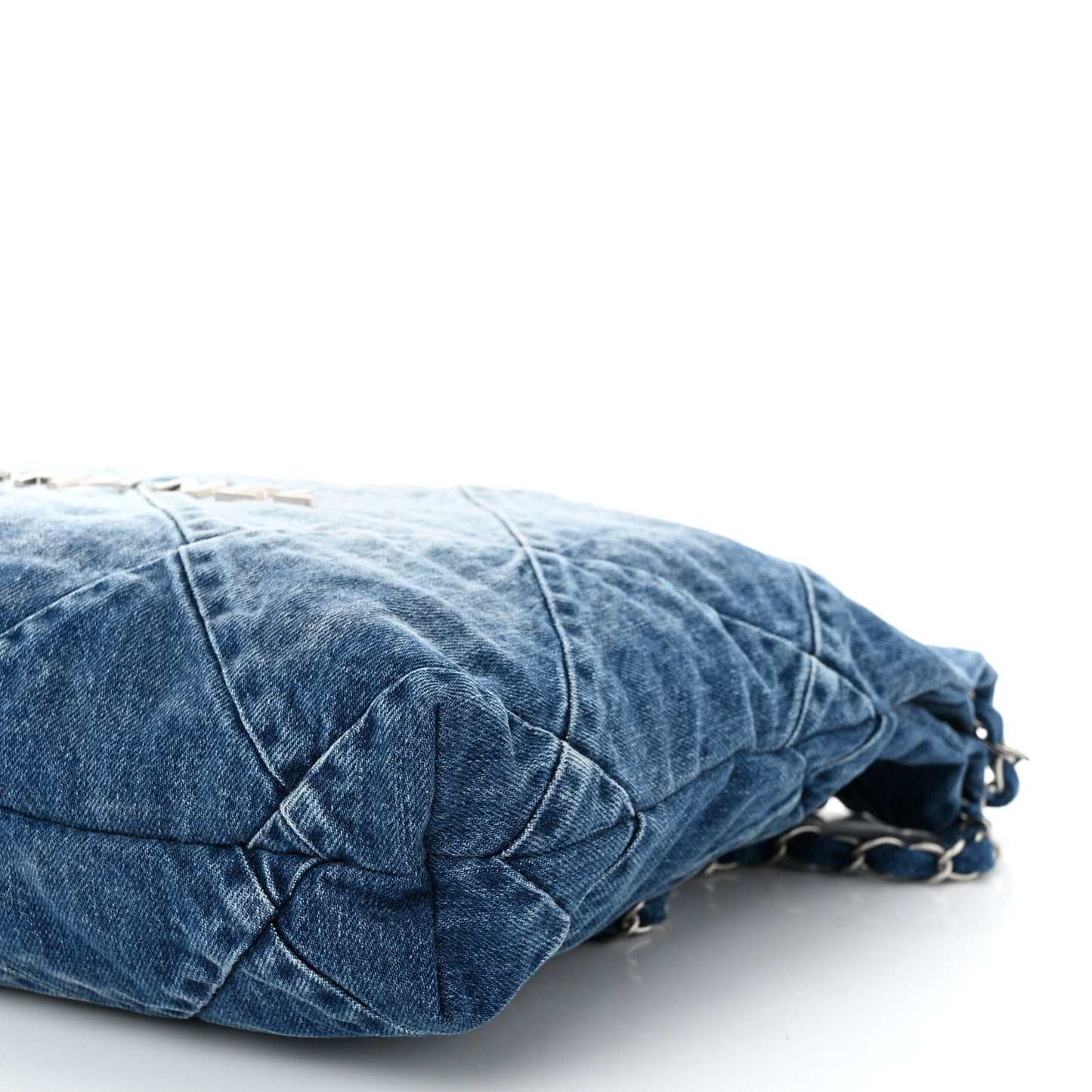 Denim Quilted Small Chanel 22 Blue