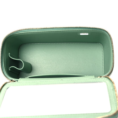 Chanel Shiny Calfskin Quilted Small Top Handle Vanity Case With Chain Light Green 8 of 21