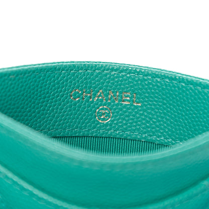 Chanel Caviar Quilted Card Holder Turquoise 5 of 9