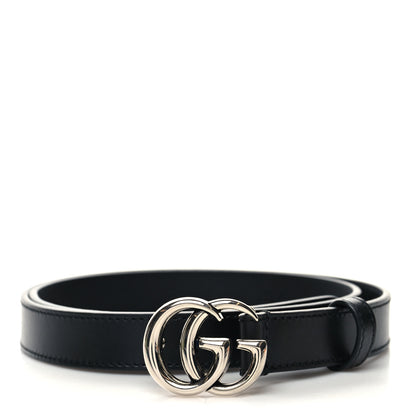 Gucci Plutone Calfskin Palladium Double G 20mm Belt 80 32 Black 1 of 5