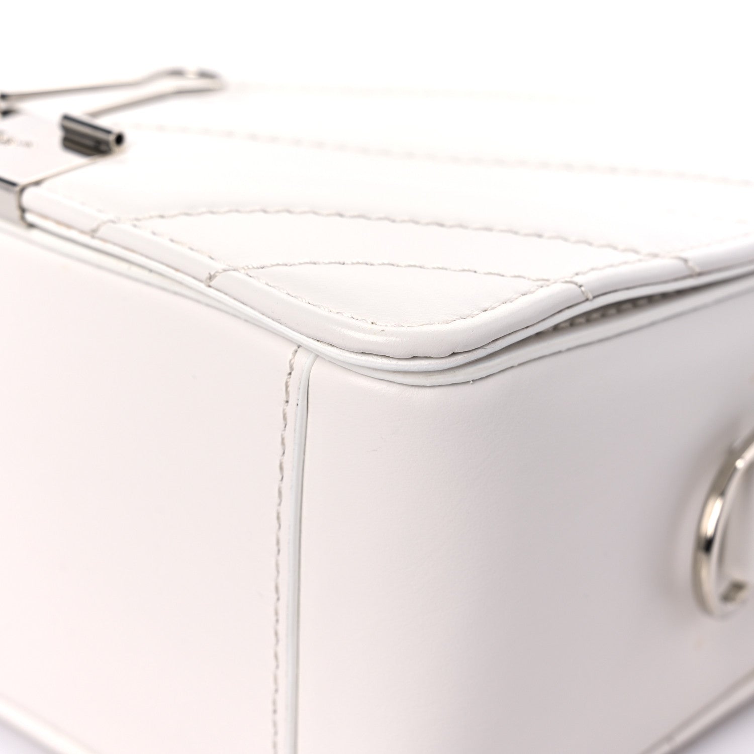 Off-White Calfskin Striped Diag Binder Flap Bag White 9 of 13