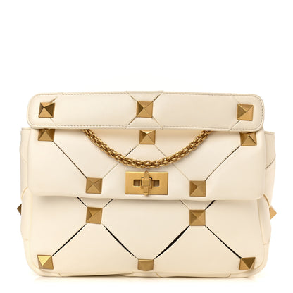 Valentino Garavani Nappa Large Roman Stud Craving Shoulder Bag Ivory 1 of 8