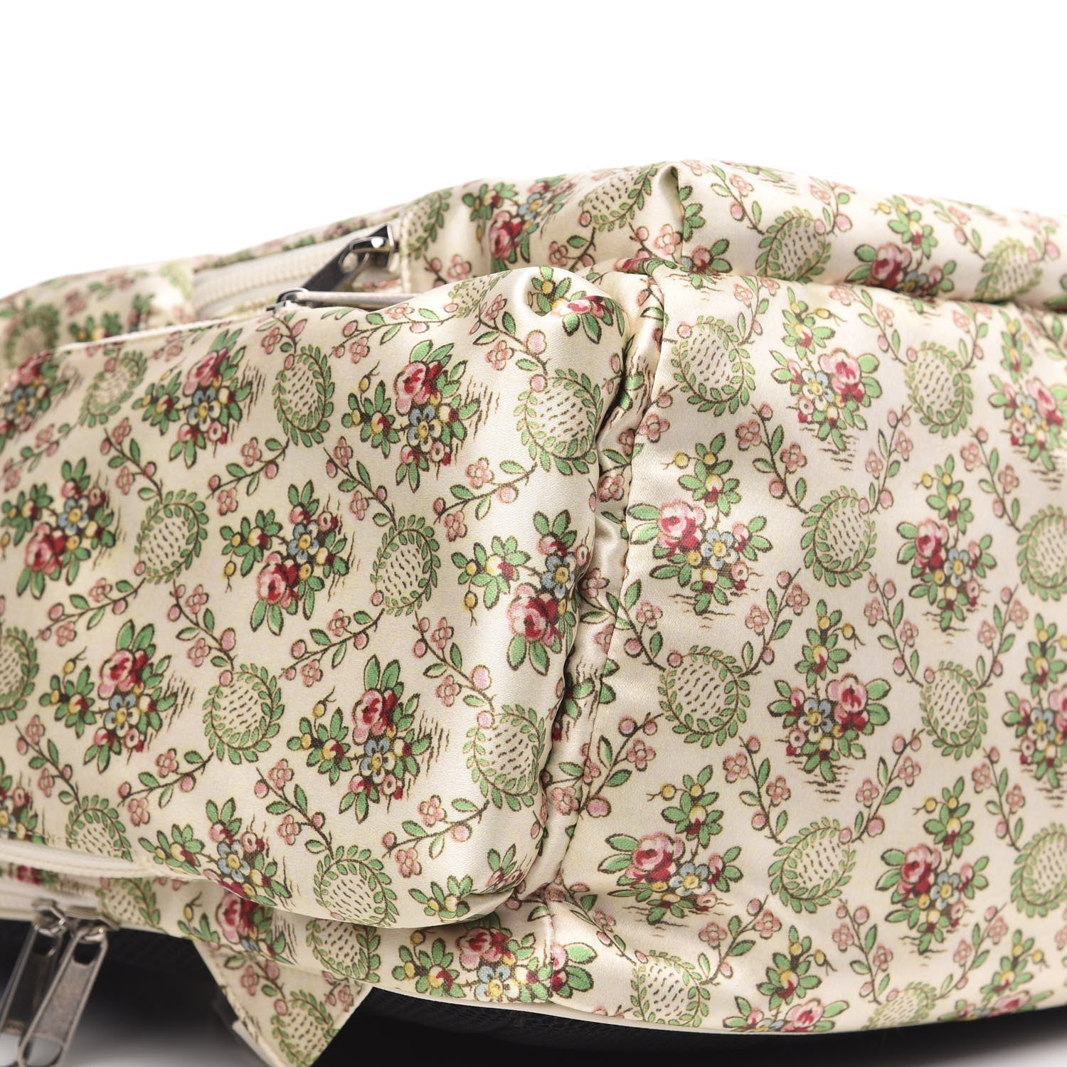 Gucci X MLB Satin Floral Print NY Yankees Patch Backpack Ivory Green 8 of 10
