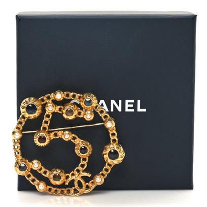 Chanel Pearl Crystal 5 CC Brooch Gold 4 of 4