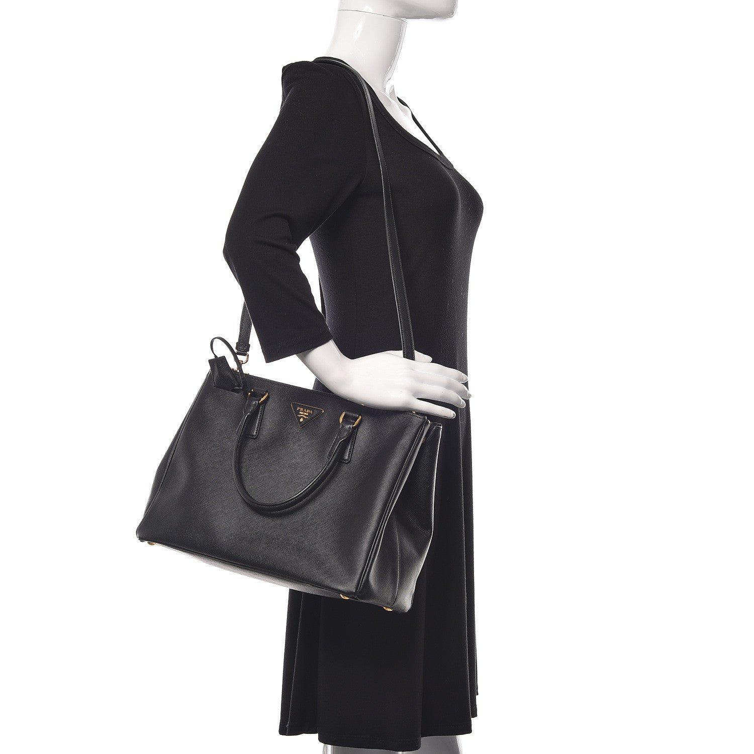 Prada Saffiano Medium Galleria Double Zip Tote Black 3 of 10