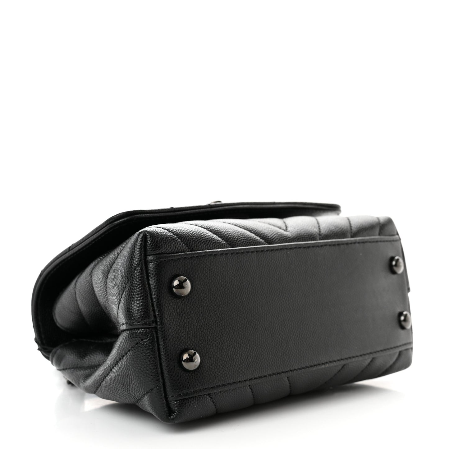Caviar Chevron Quilted Extra Mini Coco Handle Flap So Black