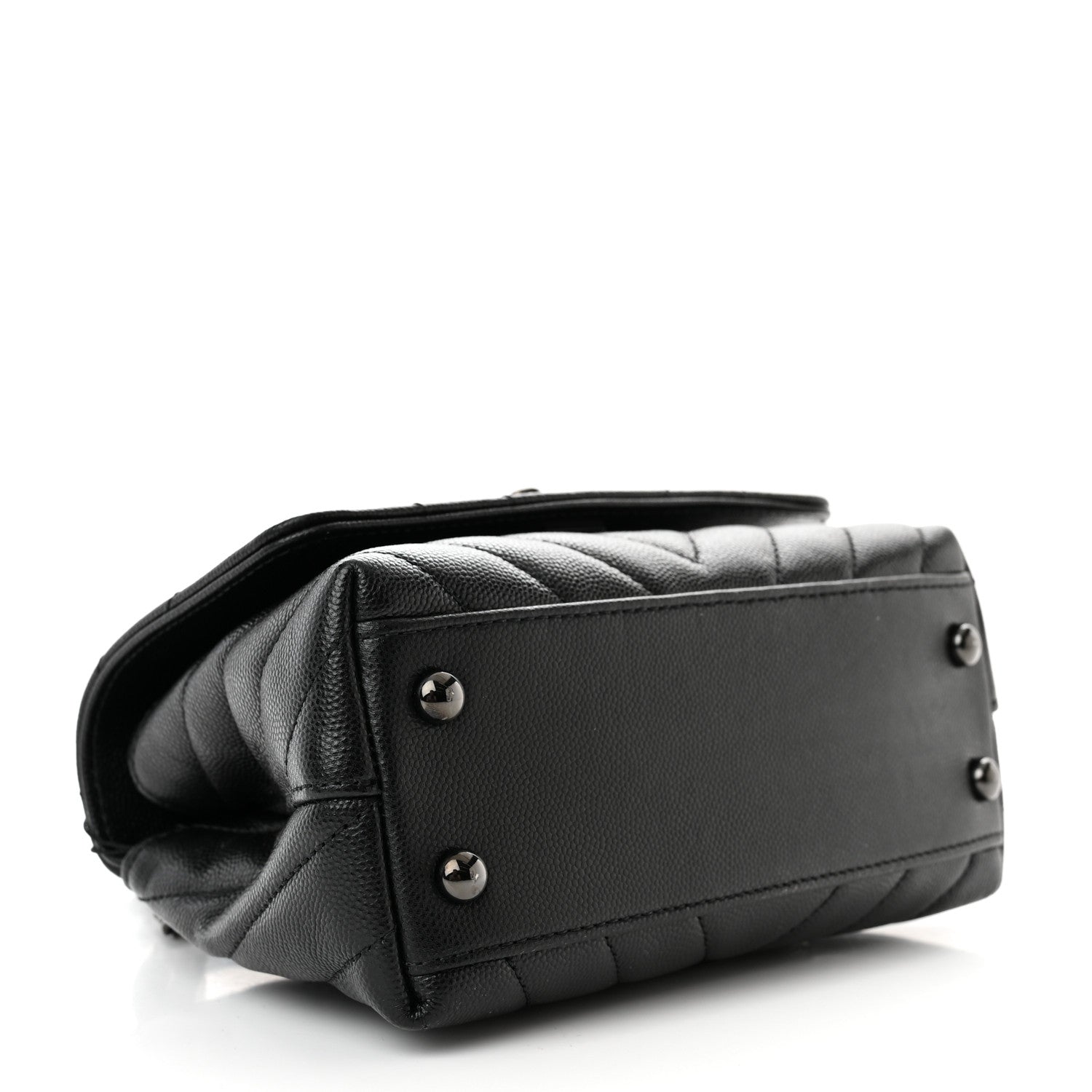 Chanel Caviar Chevron Quilted Extra Mini Coco Handle Flap So Black 4 of 11