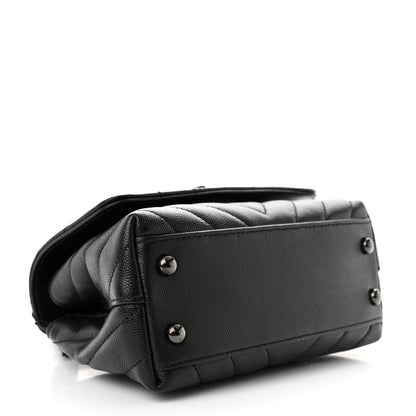Chanel Caviar Chevron Quilted Extra Mini Coco Handle Flap So Black 4 of 11