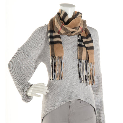 Burberry Cashmere Giant Check Skinny Scarf Camel 2 of 3