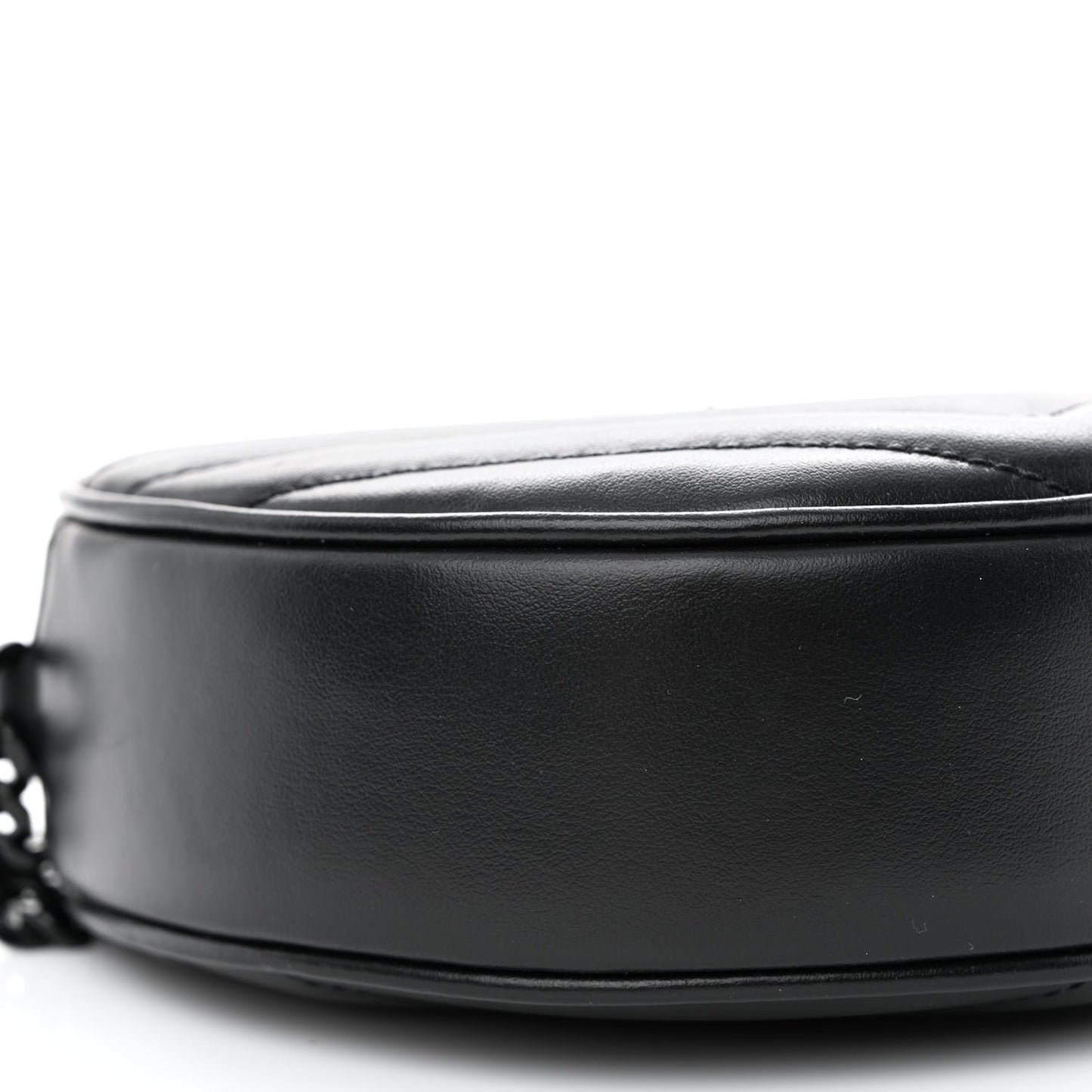 Calfskin Matelasse Chevron Round Vinyle Camera Bag Black
