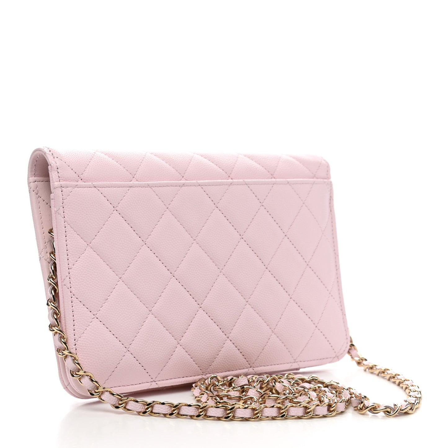 Caviar Stitched Wallet On Chain WOC Light Pink