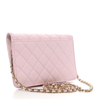 Chanel Caviar Stitched Wallet On Chain WOC Light Pink 4 of 12