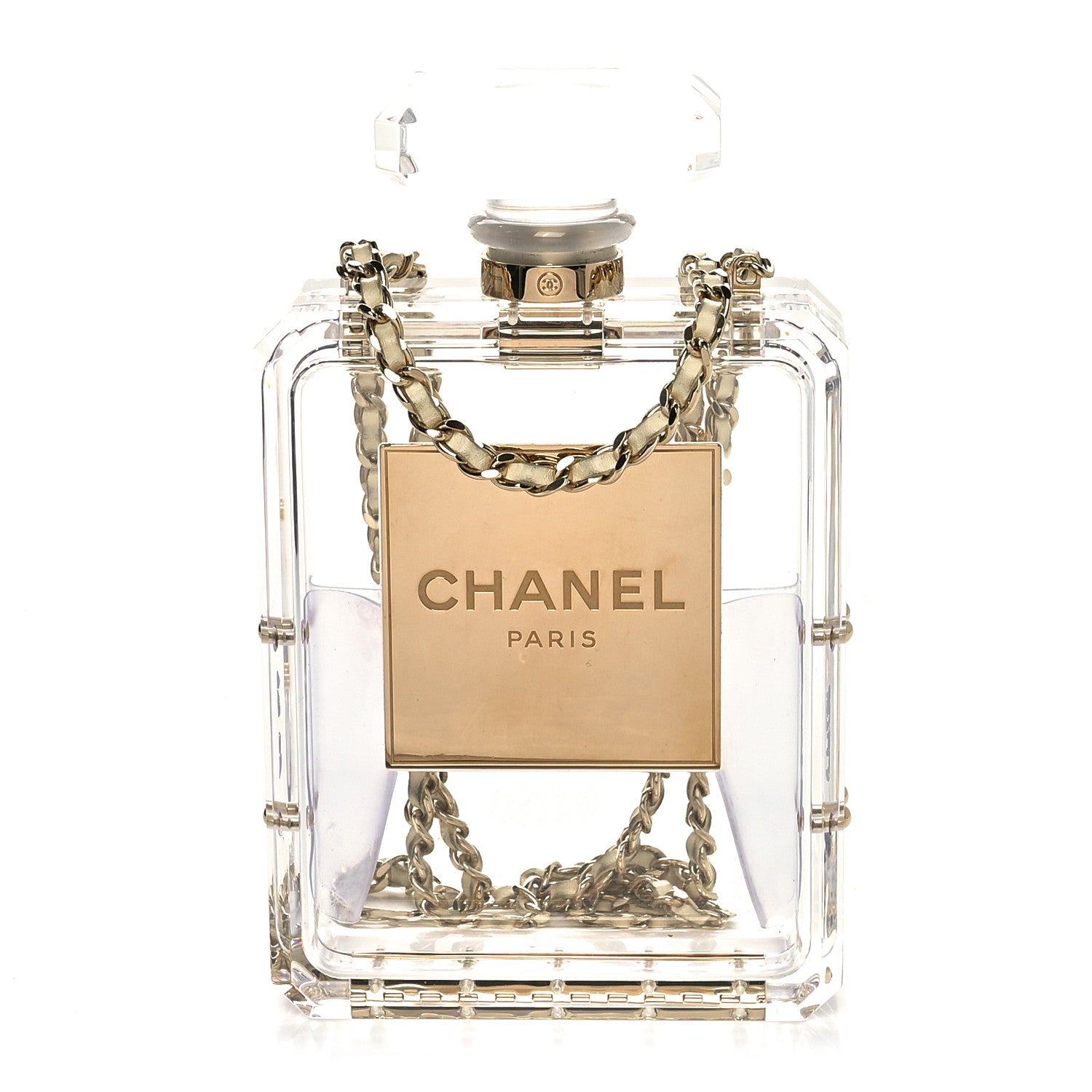 Chanel Transluscent Plexiglass Perfume Bottle Clutch 1 of 9