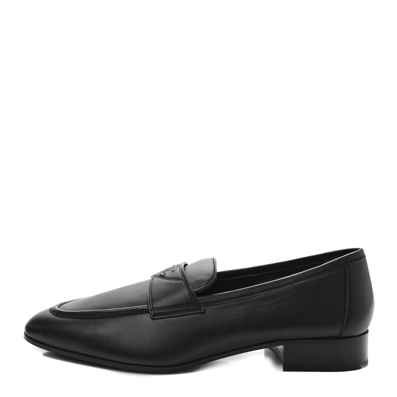 Chanel Calfskin Mens Stitched CC Loafers 45 45 Black 1 of 9