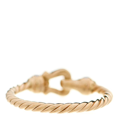 David Yurman 18K Yellow Gold Diamond Petite Buckle Cable Ring 53 6.5 3 of 6