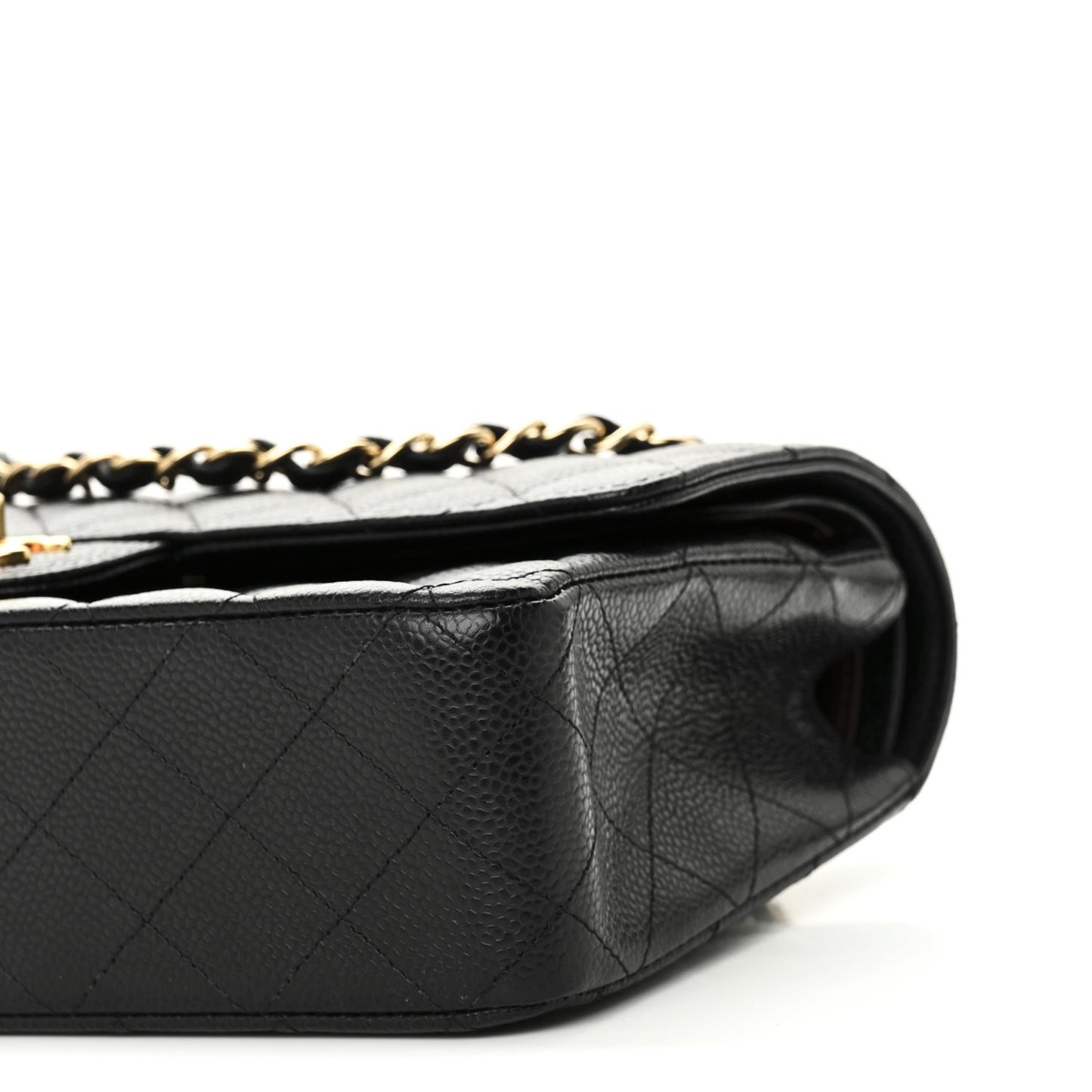 Caviar Quilted Medium Double Flap Black