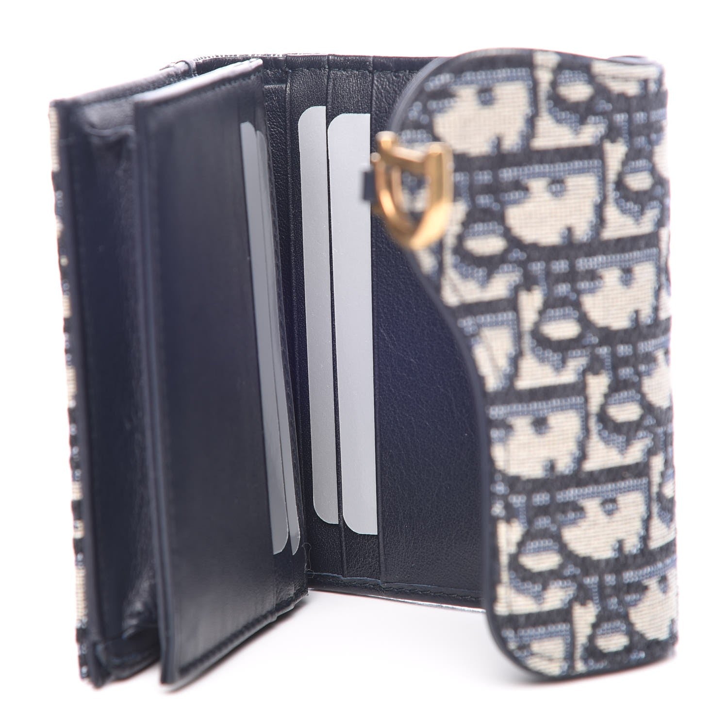Christian Dior Oblique Saddle Card Holder Blue 5 of 11