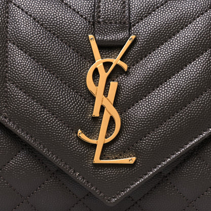 Saint Laurent Grain De Poudre Textured Mixed Matelasse Triquilt Small Monogram Satchel Pebble 12 of 13