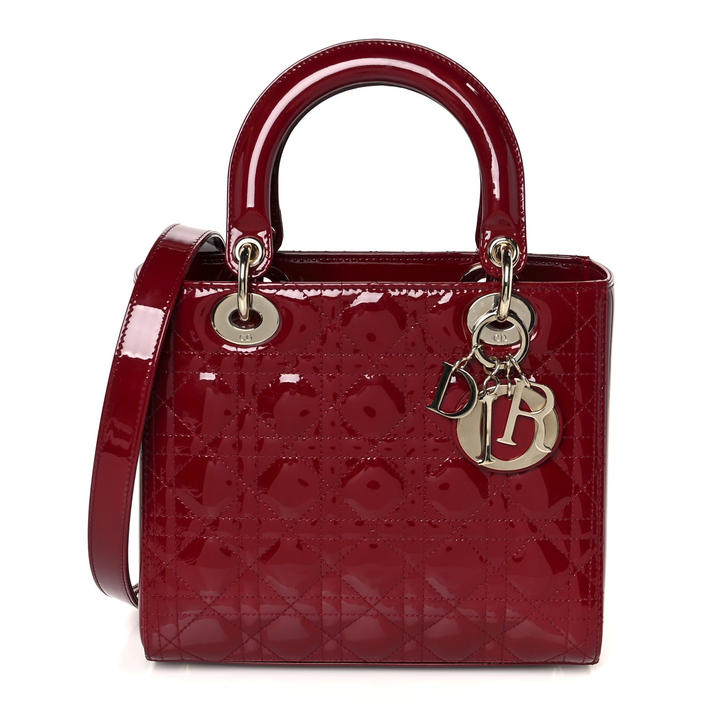 Patent Cannage Medium Lady Dior Red