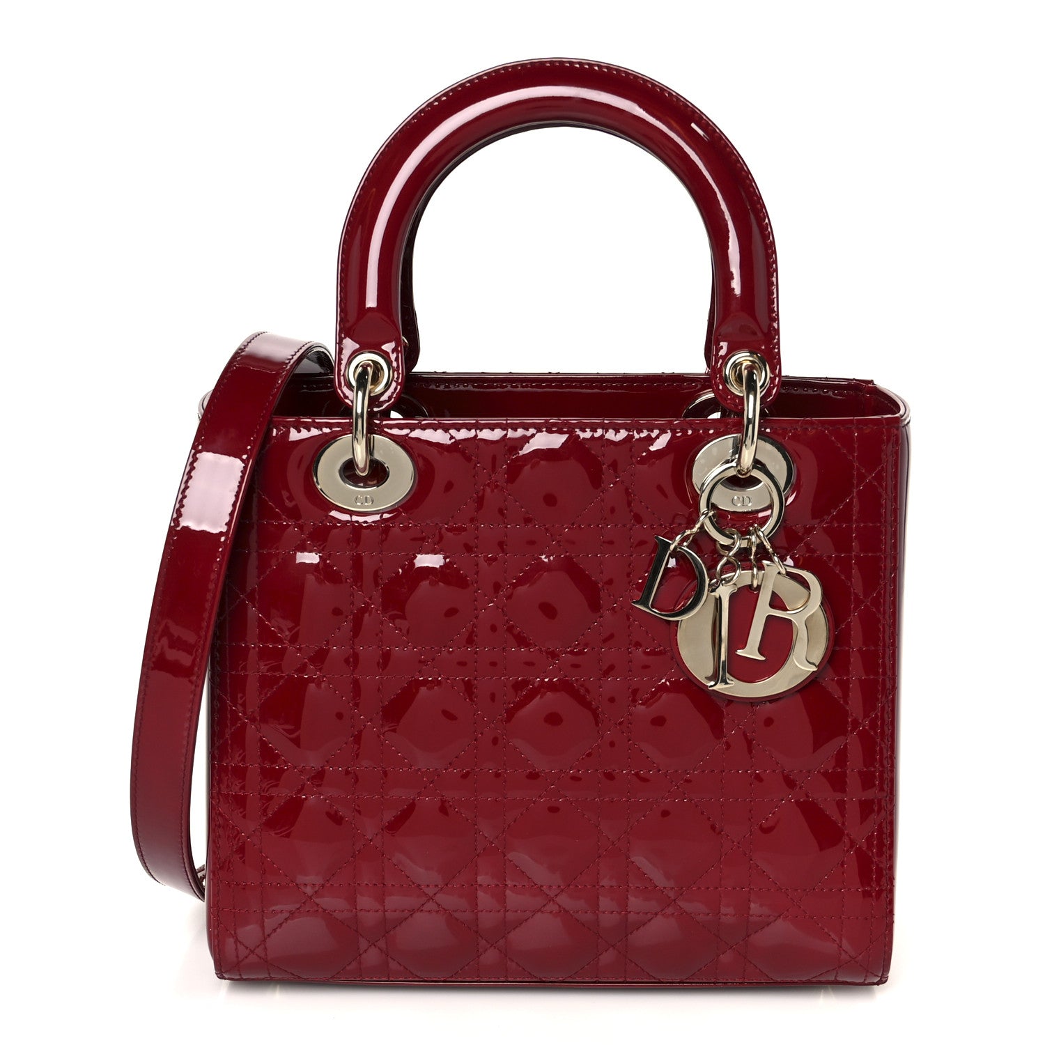 Christian Dior Patent Cannage Medium Lady Dior Red 1 of 10