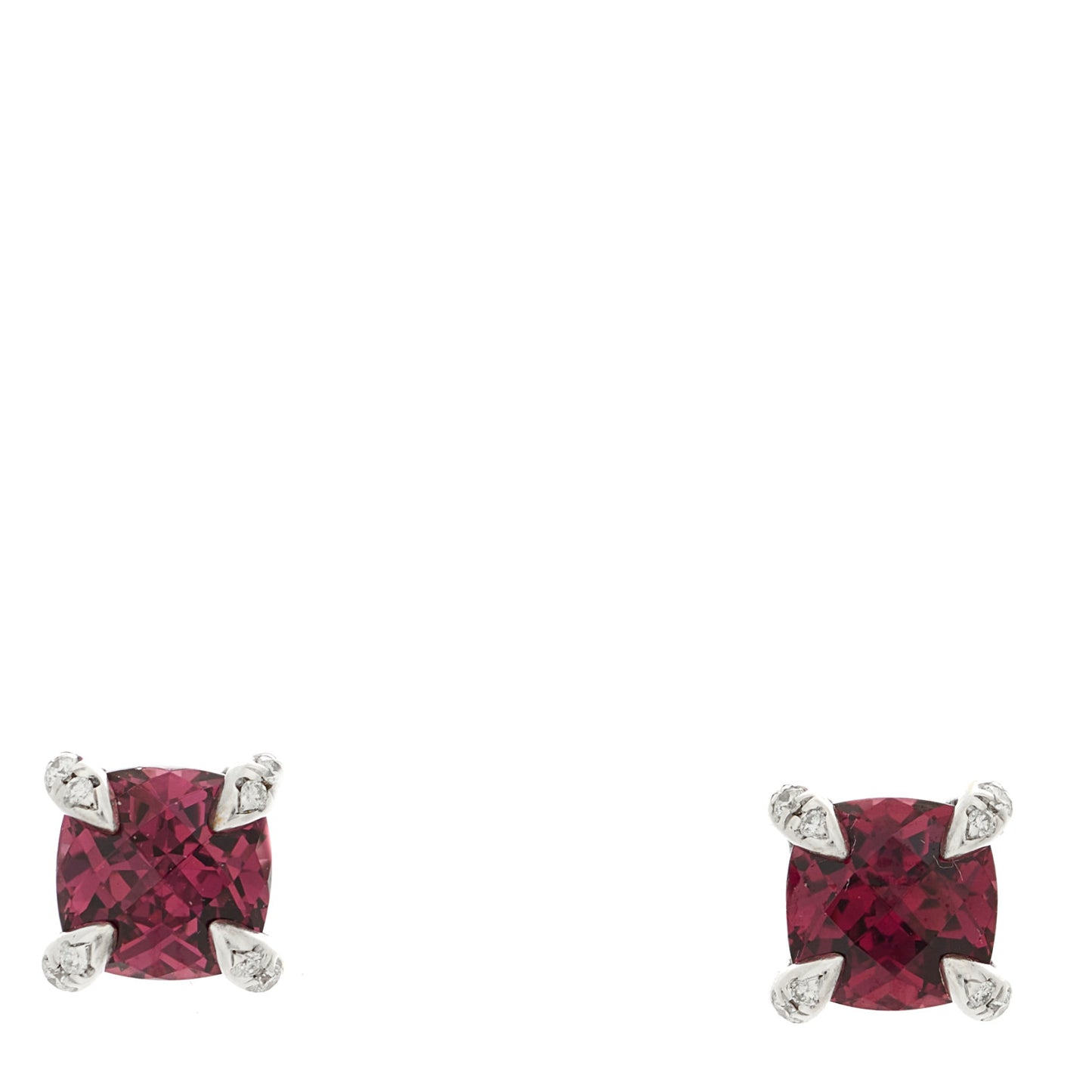 Sterling Silver Diamond Rhodolite Petite Chatelaine Earrings