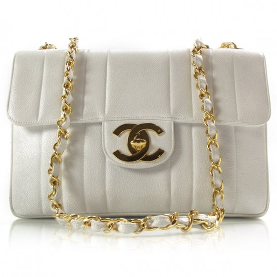 Caviar Vertical Quilt Jumbo Flap White