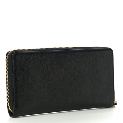 Balenciaga Agneau Classic Gold Hardware Continental Zip Around Wallet Black 3 of 9