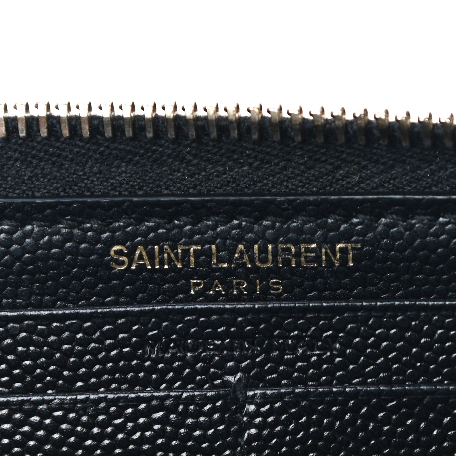 Saint Laurent Grain De Poudre Matelasse Chevron Monogram Zip Around Wallet Black 6 of 10